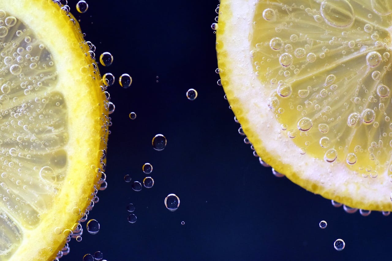 Closeup of Sliced Lemon